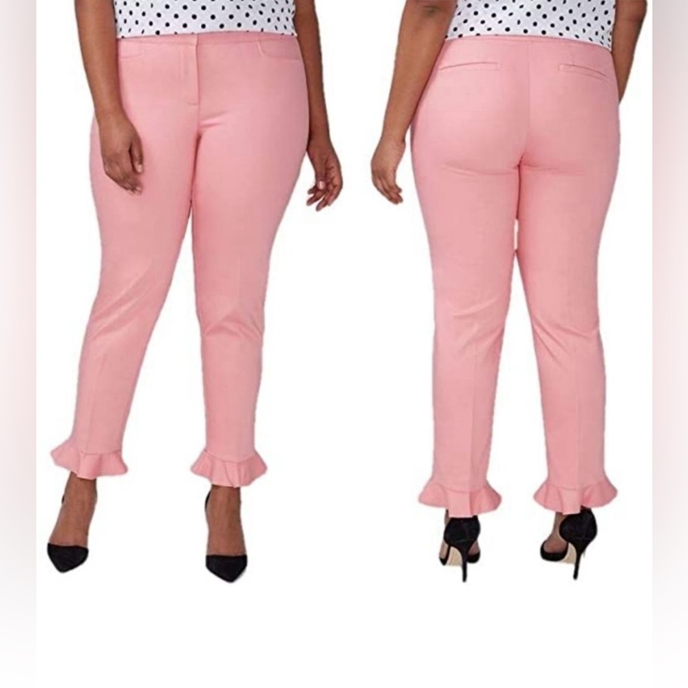 Lane Bryant Pink Ruffle Hem Ankle Pants